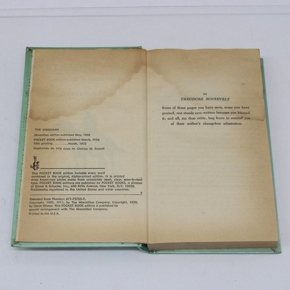 The Virginian Western Novel Owen Wister Pocket Book 1972 Hardcover - Picture 9 of 10